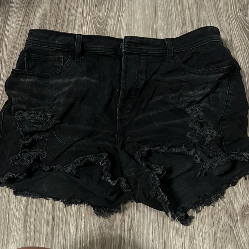 black jean shorts